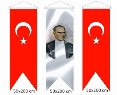 Krlang Modeli Bayrak Atatrk Posterleri  Trk Bayra ve Atatrk Resmi 50x200 cm