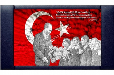 Atatrk ve ocuk Makam Arkal 70x110 cm