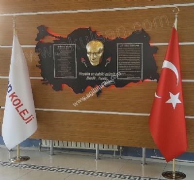 Ikl Trkiye grselli Atatrk kesi ve bayrak direkleri