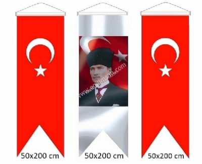 Krlang Model Trk Bayra ve Atatrk Resmi 50x200 cm